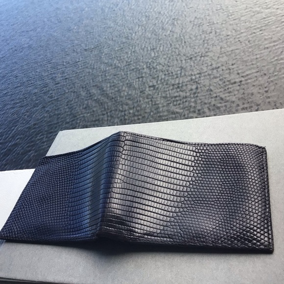 Neiman Marcus Slim Signature Lizard Wallet Made in USA Black - Picture 13 of 15